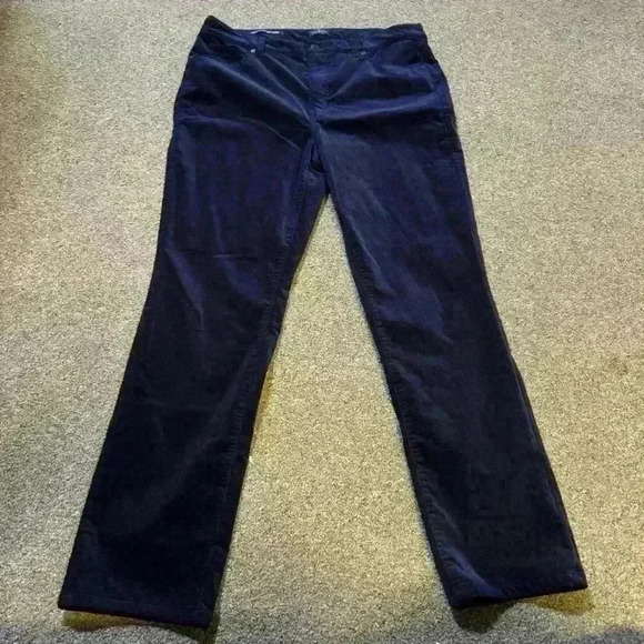 Talbots Corduroy Straight Leg Pants Stretch Black Size 14 JP017 - Picture 1 of 9